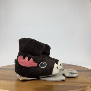 New NWT Baby Girls Acorn Easy Critter Bootie Moose Brown Slippers Size 12 - 18 M